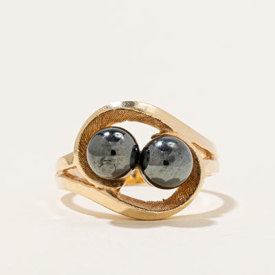 Hematite Double Sphere Ring | 5.00ctw | SZ 6.25 |