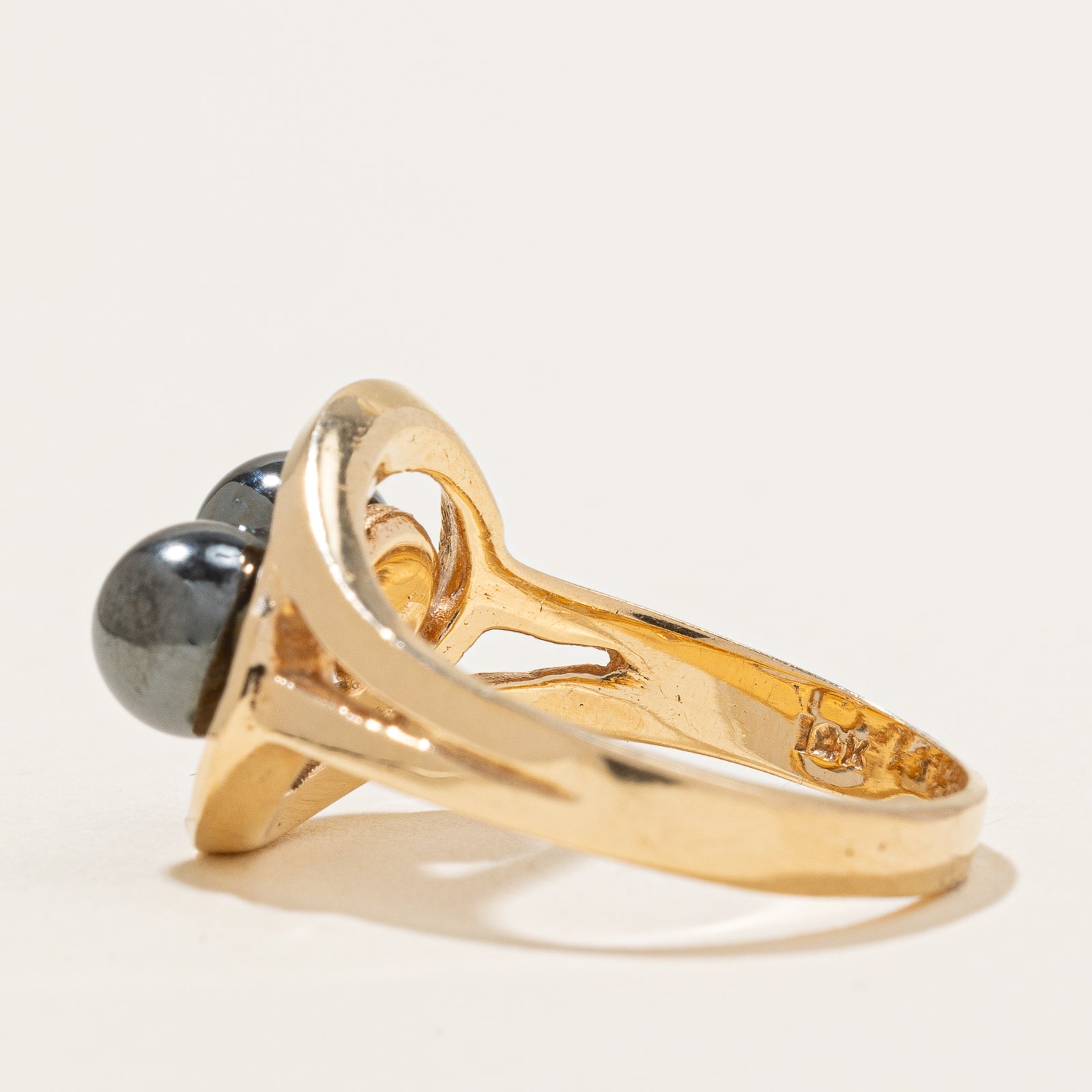 Hematite Double Sphere Ring | 5.00ctw | SZ 6.25 |