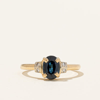 Blue Sapphire & Diamond Ring | 1.00ct, 0.04ctw | SZ 5.5 |