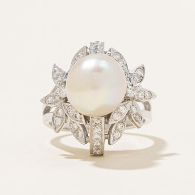 Cultured Pearl & Diamond Ring | 6.50ct, 0.46ctw | SZ 6.25 |