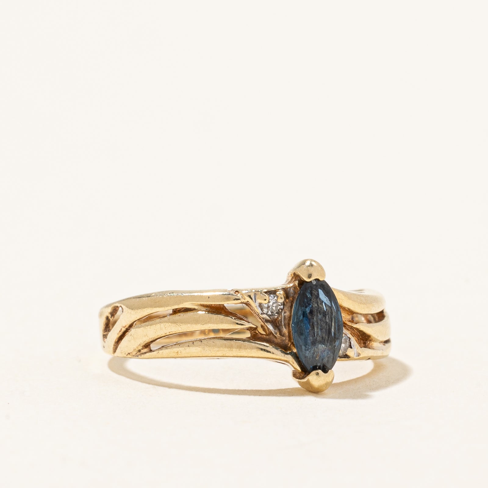 Blue Sapphire & Diamond Ring | 0.22ct, 0.02ctw | SZ 3.25 |