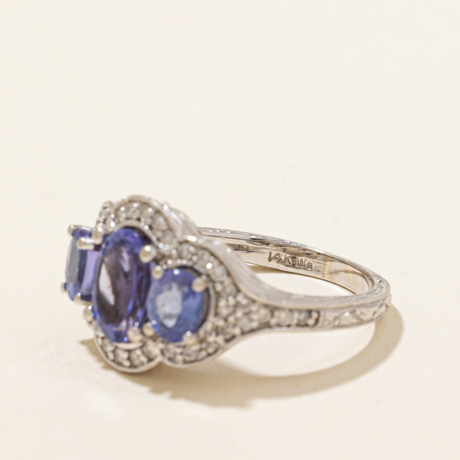 Three Stone Tanzanite & Diamond Ring | 1.50ctw, 0.19ctw | SZ 6 |