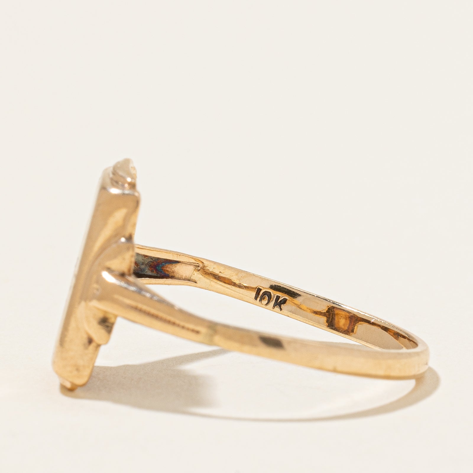 Synthetic Spinel Signet "LJ" Ring | 0.02ct | SZ 7 |