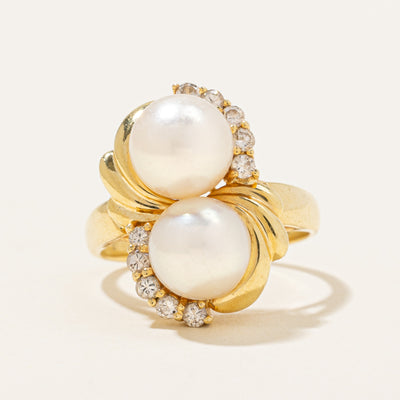 Cultured Pearl & Diamond Ring | 7.00ctw, 0.25ctw | SZ 7 |