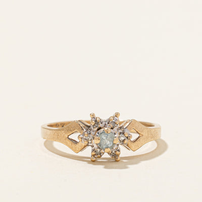 Aquamarine & Diamond Flower Ring | 0.06ct, 0.03ctw | SZ 4.75 |