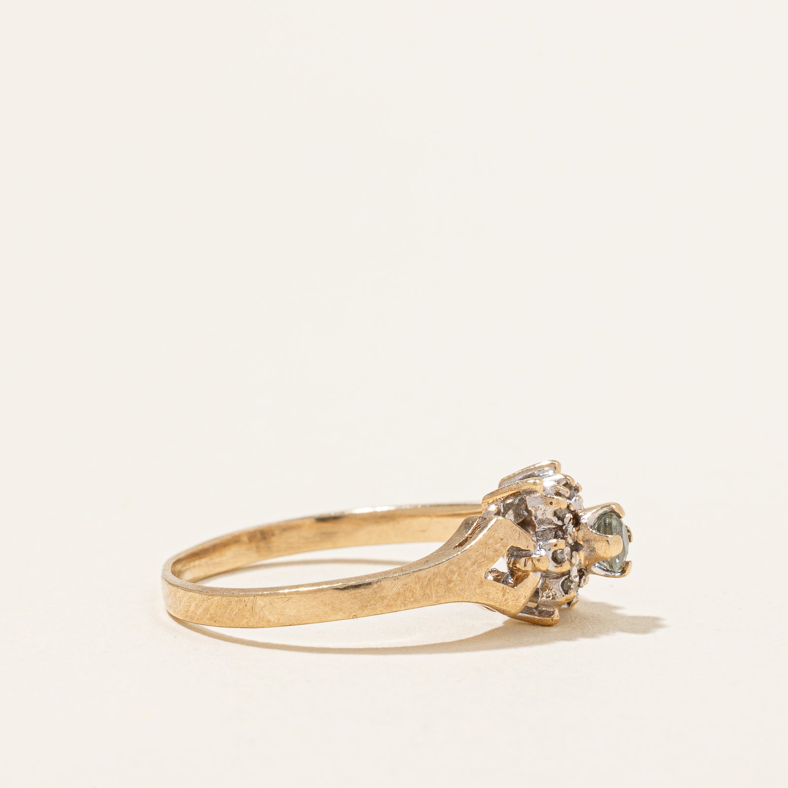 Aquamarine & Diamond Flower Ring | 0.06ct, 0.03ctw | SZ 4.75 |