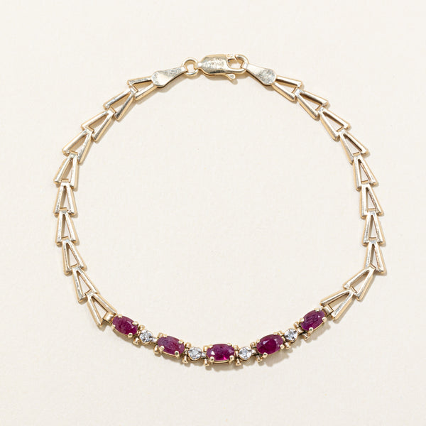 Ruby & Diamond Bracelet | 1.00ctw, 0.02ctw | 7