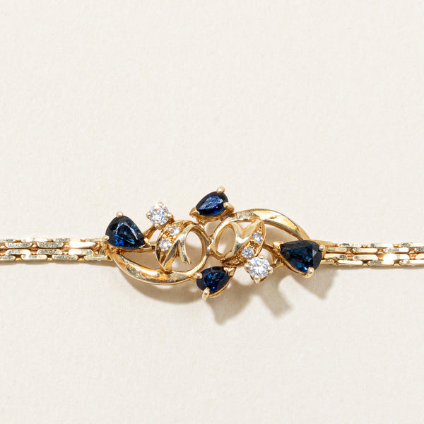 Sapphire & Diamond Pendant Bracelet | 0.75ctw, 0.11ctw | 7