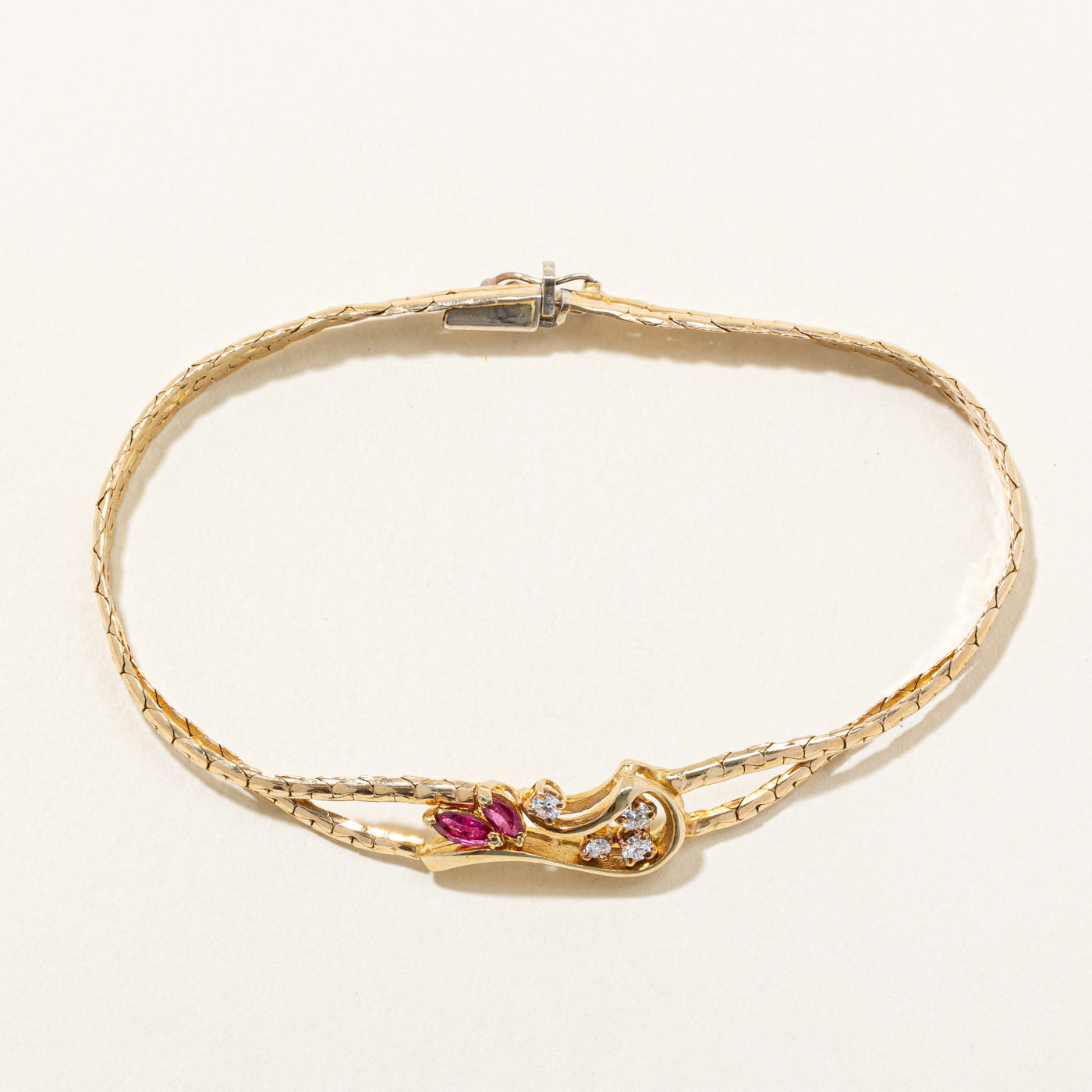 Ruby & Diamond Pendant Bracelet | 0.30ctw, 0.13ctw | 7.25