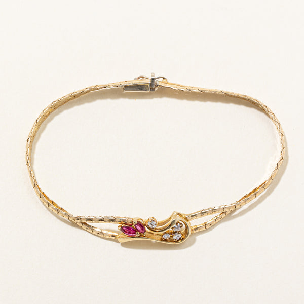 Ruby & Diamond Pendant Bracelet | 0.30ctw, 0.13ctw | 7.25