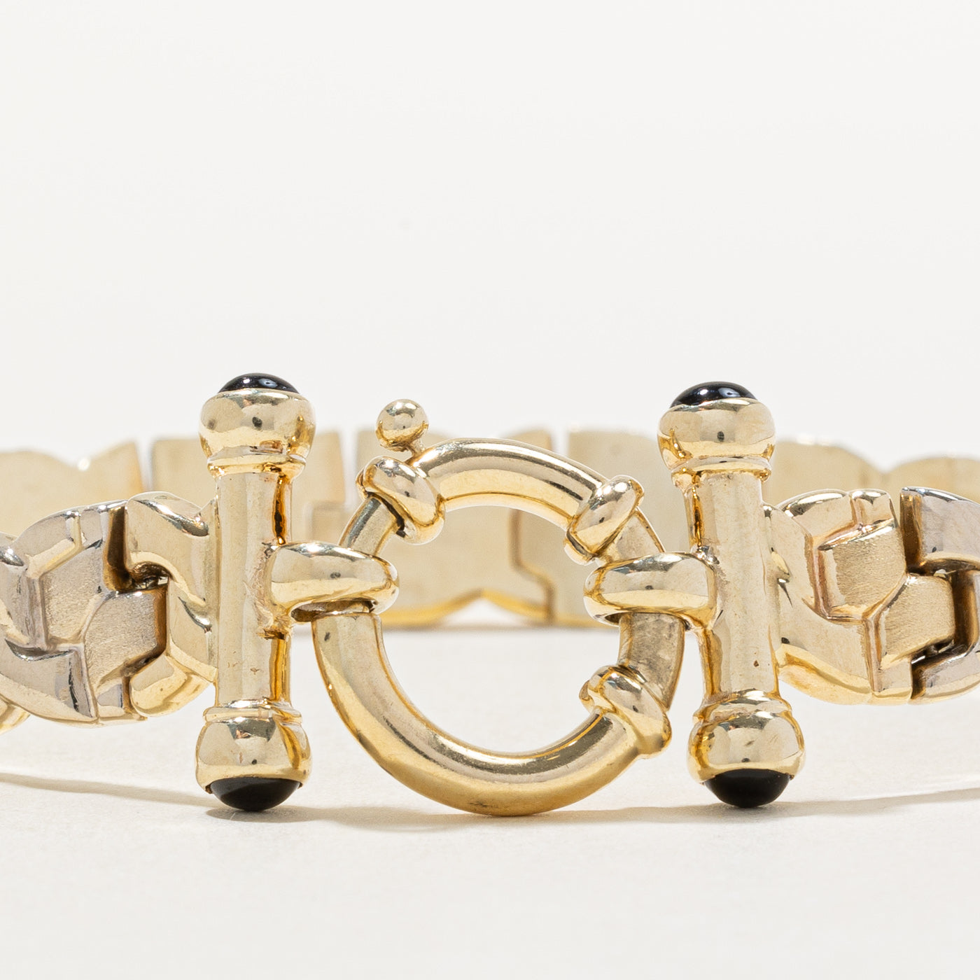 14k Yellow Gold Cabochon Cut Onyx Bracelet | 0.40ctw | 7.25" |