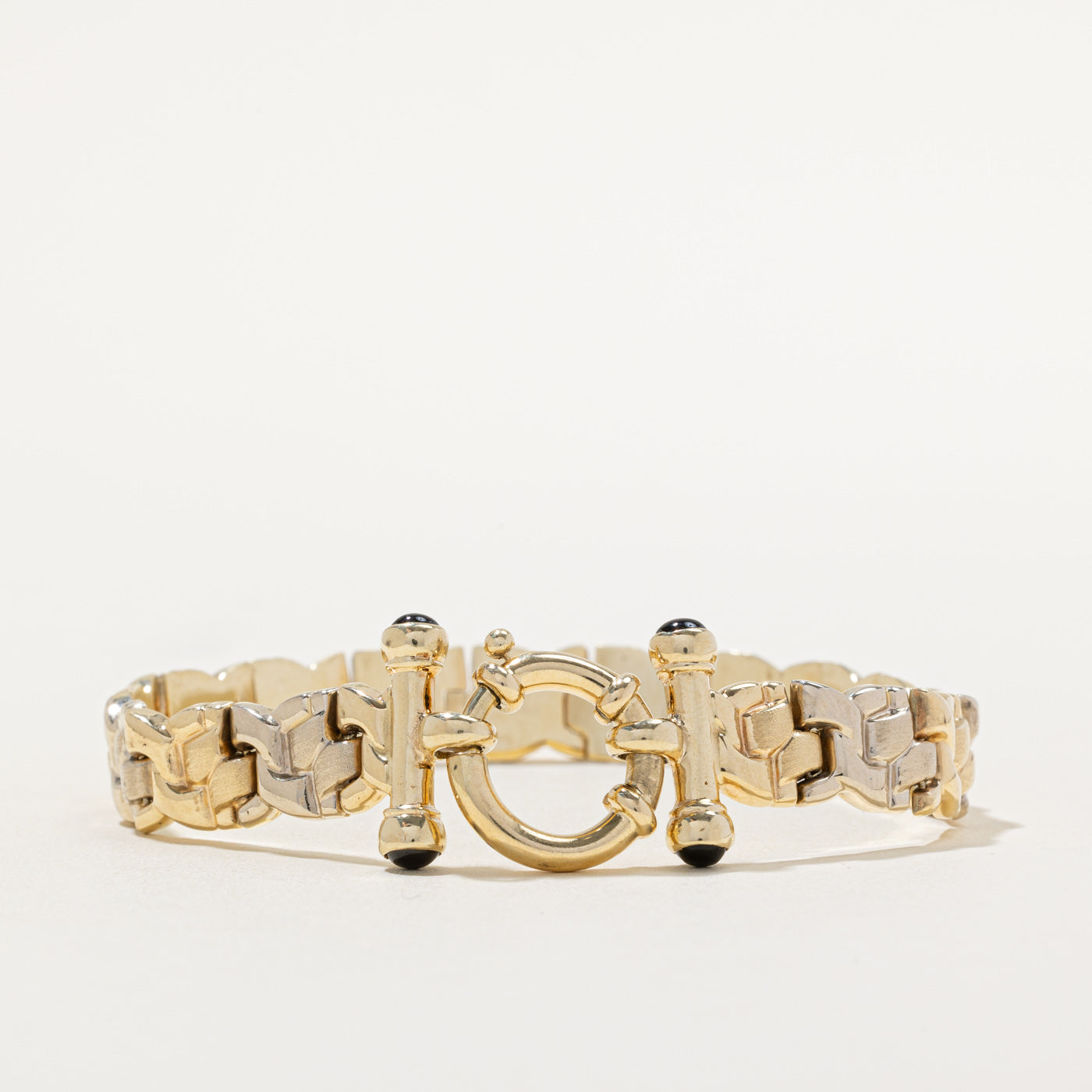 14k Yellow Gold Cabochon Cut Onyx Bracelet | 0.40ctw | 7.25" |