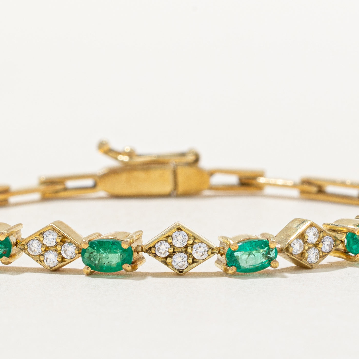 Emerald & Diamond Bracelet | 1.20ctw, 0.30ctw | 7