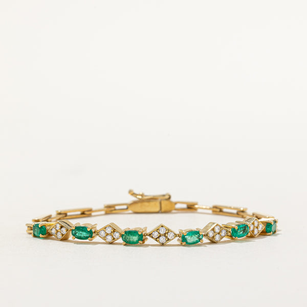 Emerald & Diamond Bracelet | 1.20ctw, 0.30ctw | 7