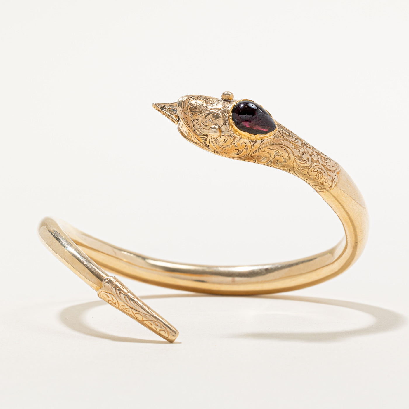 Garnet Snake Open Forearm Bangle | 2.00ct | SZ 6.5