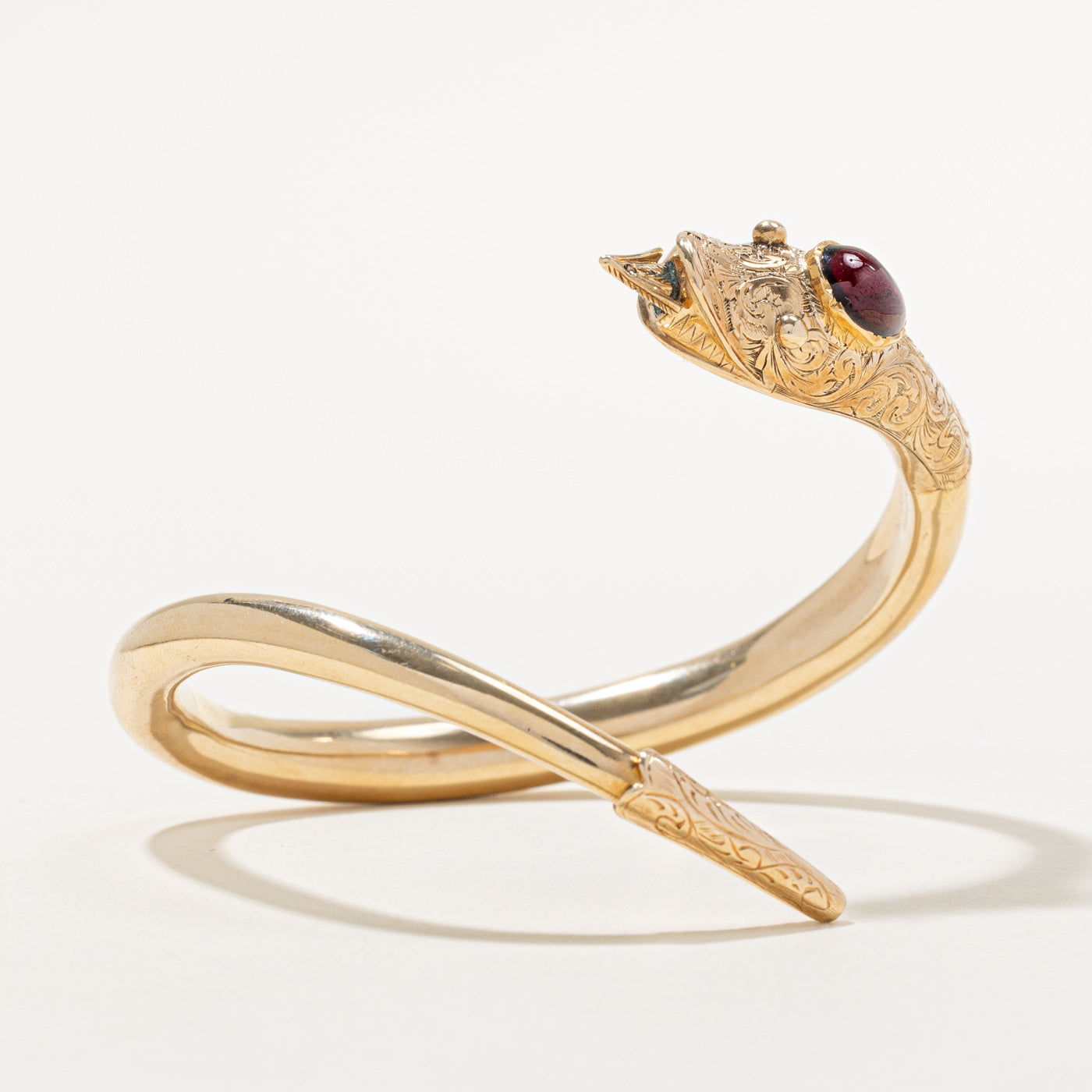 Garnet Snake Open Forearm Bangle | 2.00ct | SZ 6.5