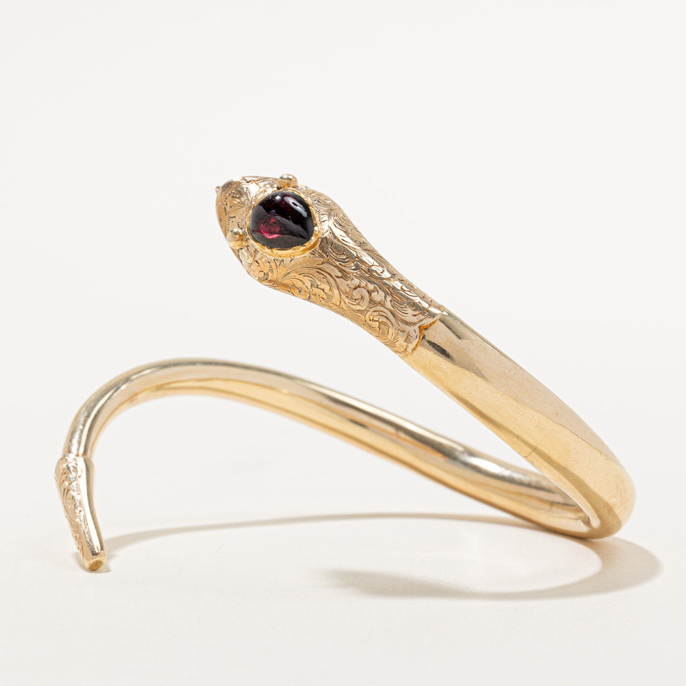 Garnet Snake Open Forearm Bangle | 2.00ct | SZ 6.5