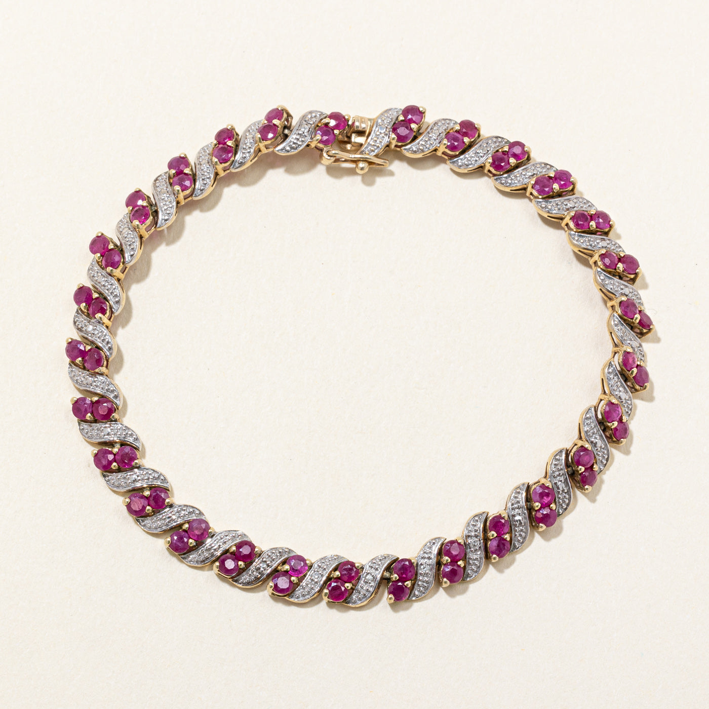 Ruby & Diamond Bracelet | 2.50ctw, 0.02ctw | 7