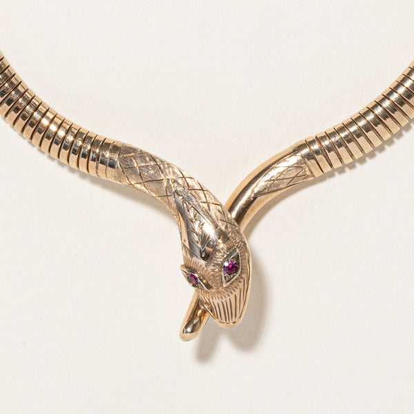 'Birks' Ruby Snake Necklace | 0.05ctw | 15