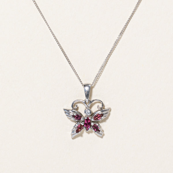 Tourmaline & Diamond Butterfly Pendant & Necklace | 0.30ctw, 0.015ct | 18