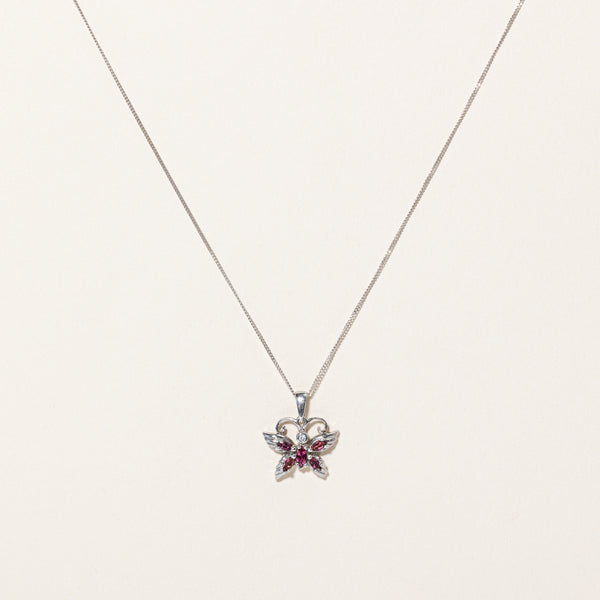 Tourmaline & Diamond Butterfly Pendant & Necklace | 0.30ctw, 0.015ct | 18