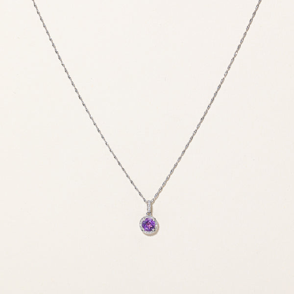 Amethyst & Diamond Pendant & Necklace | 0.60ct, 0.11ctw | 18