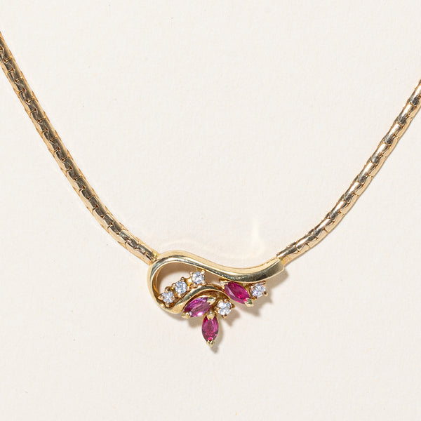 Ruby & Diamond Pendant Necklace | 0.36ctw, 0.14ctw | 17