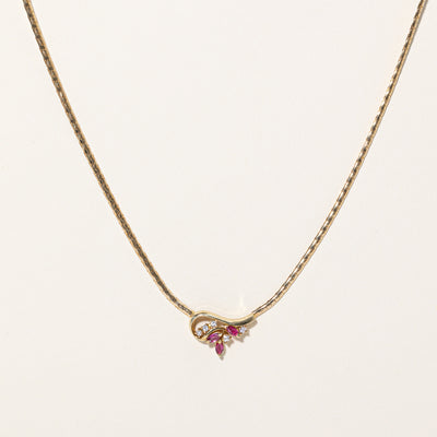 Ruby & Diamond Pendant Necklace | 0.36ctw, 0.14ctw | 17