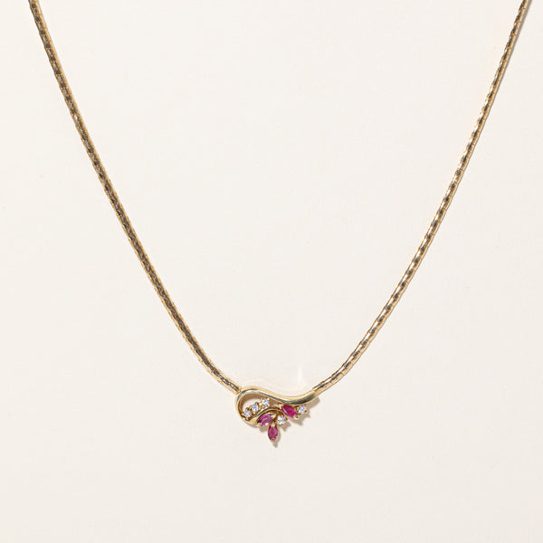 Ruby & Diamond Pendant Necklace | 0.36ctw, 0.14ctw | 17