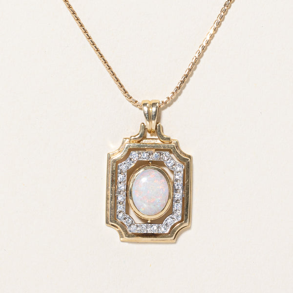 Opal & Diamond Pendant & Necklace | 1.30ct, 0.12ctw | 18