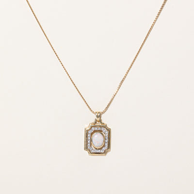 Opal & Diamond Pendant & Necklace | 1.30ct, 0.12ctw | 18