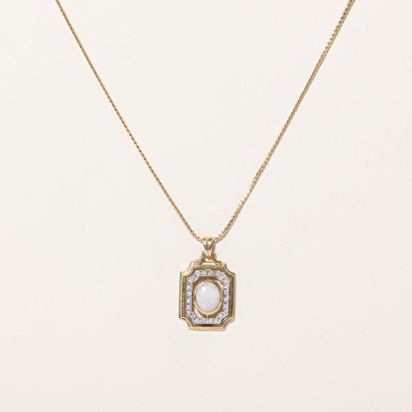 Opal & Diamond Pendant & Necklace | 1.30ct, 0.12ctw | 18