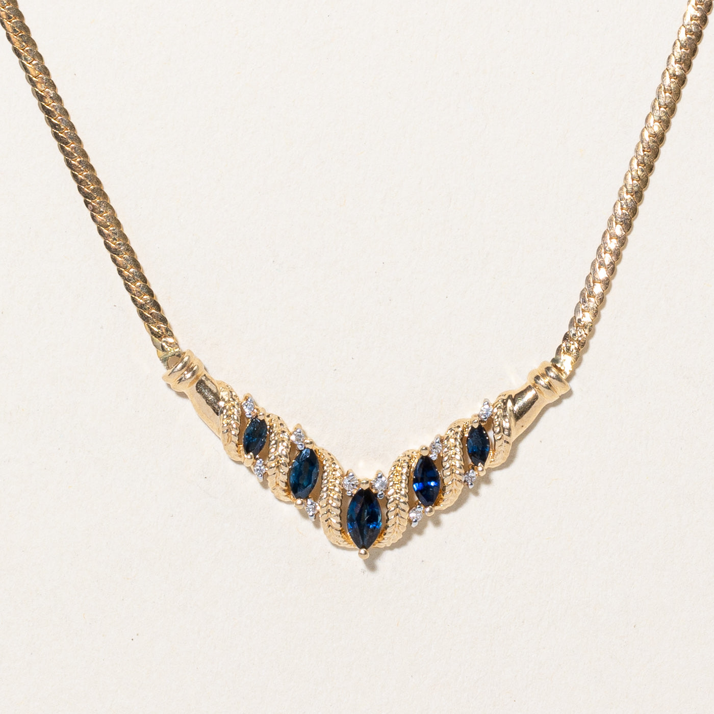 Sapphire & Diamond Scoop Pendant Necklace | 0.56ctw, 0.05ctw | 17" |