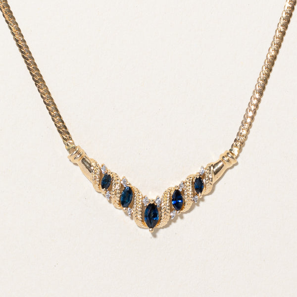 Sapphire & Diamond Scoop Pendant Necklace | 0.56ctw, 0.05ctw | 17