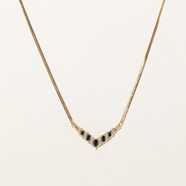 Sapphire & Diamond Scoop Pendant Necklace | 0.56ctw, 0.05ctw | 17