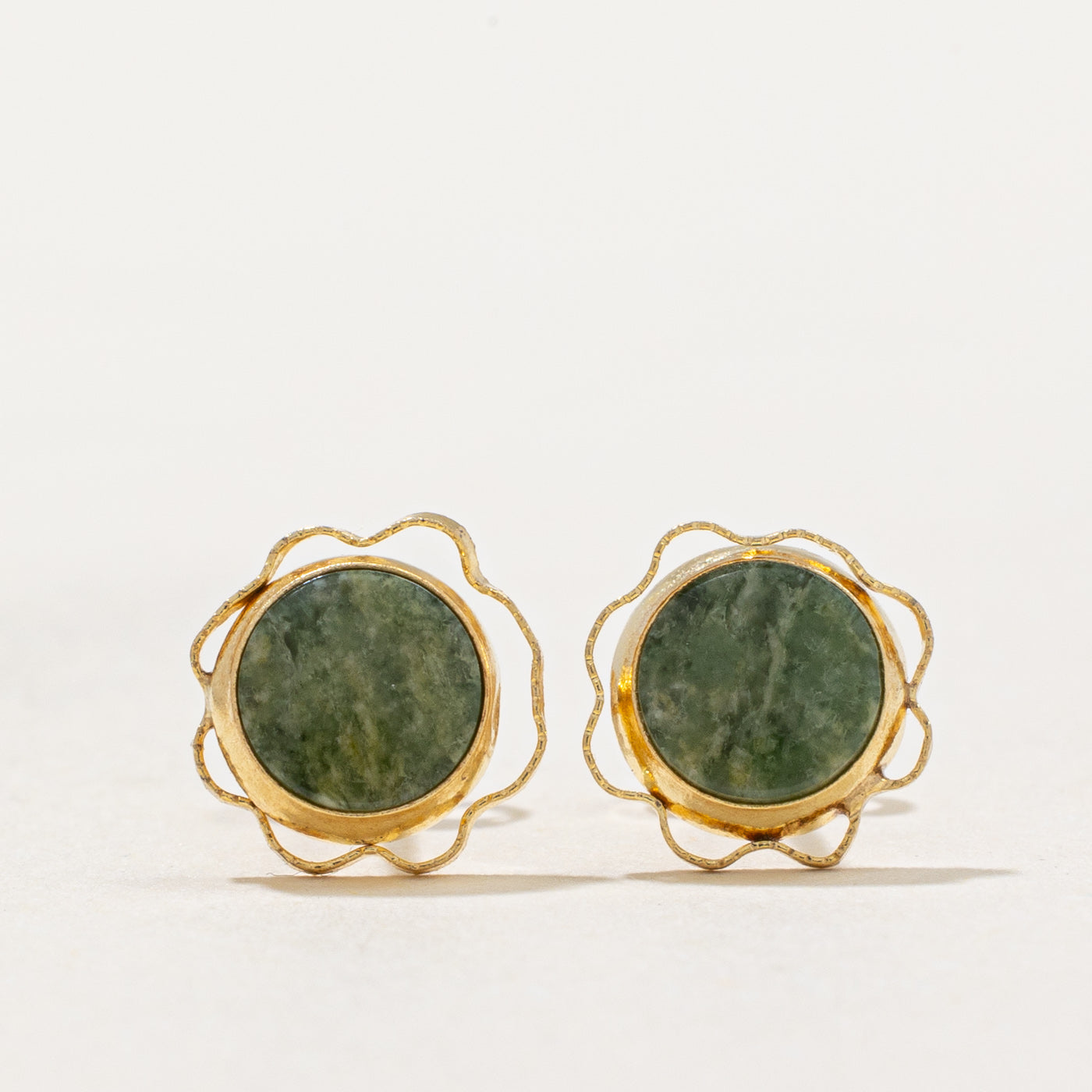 14k Nephrite Stud Earrings | 0.60ctw |