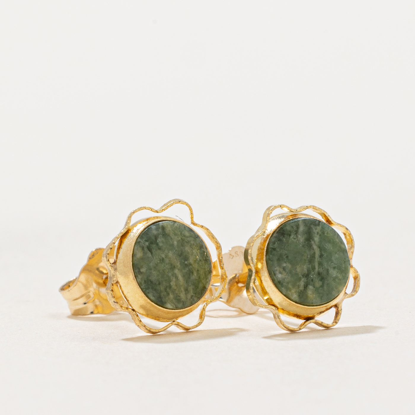 14k Nephrite Stud Earrings | 0.60ctw |
