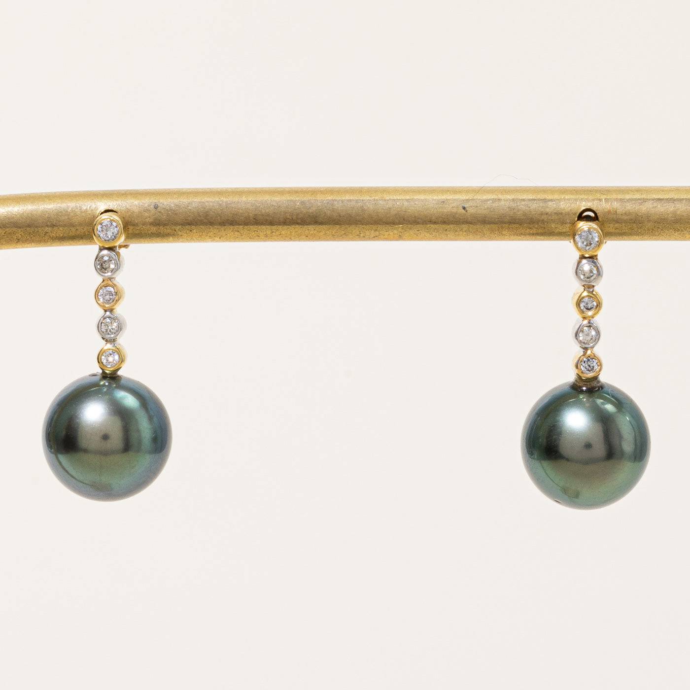 Tahitian Pearl & Diamond Drop Earrings | 0.12ctw |