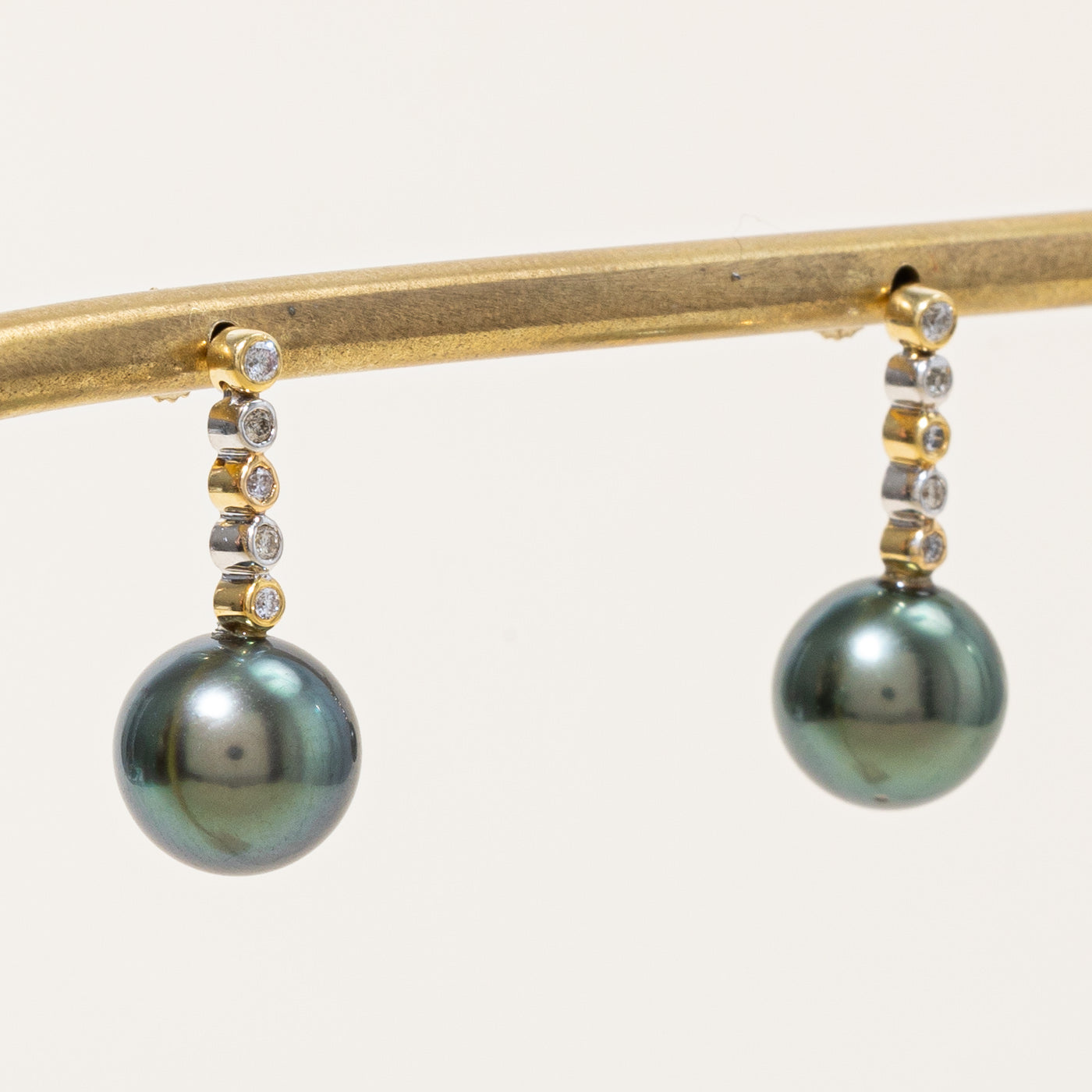 Tahitian Pearl & Diamond Drop Earrings | 0.12ctw |