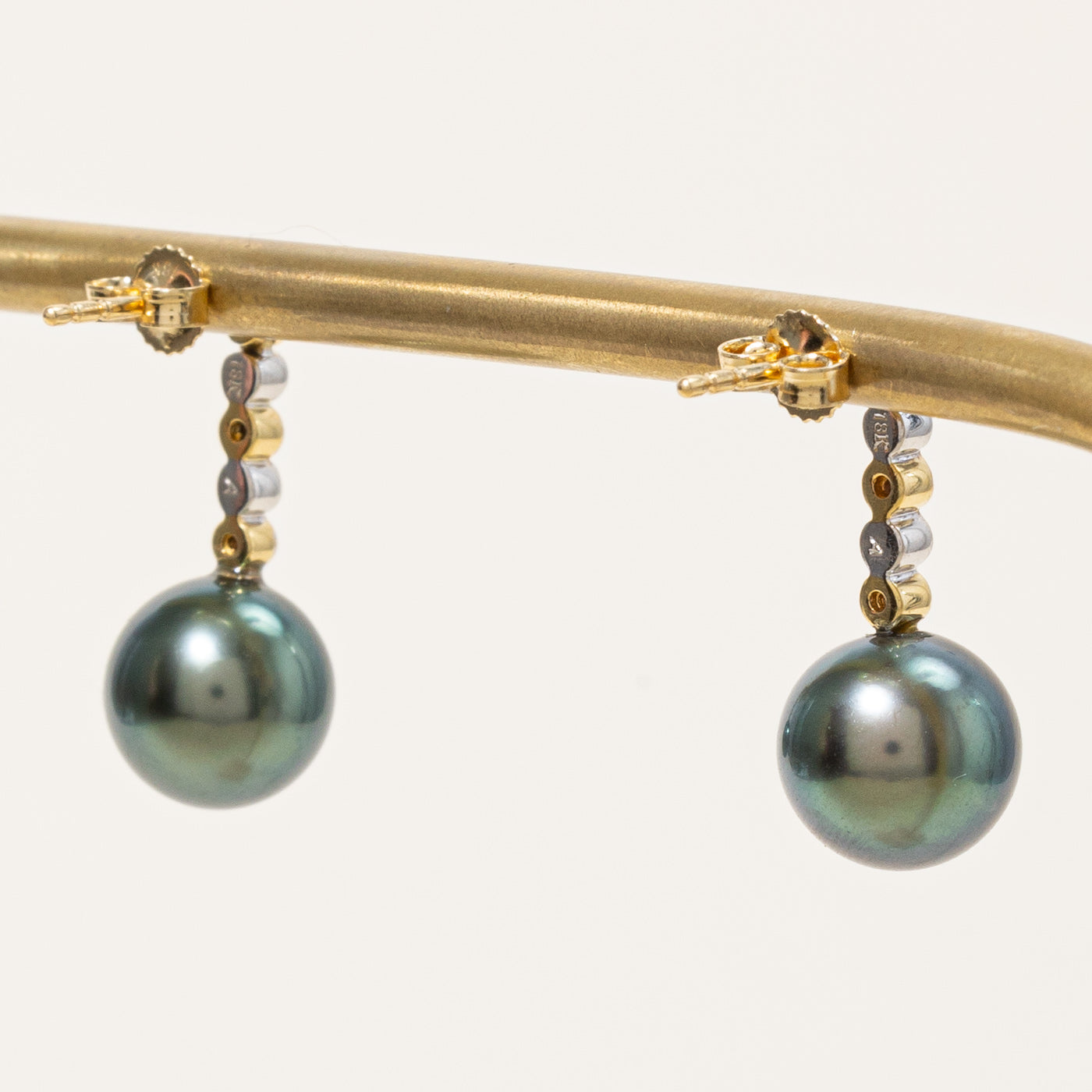 Tahitian Pearl & Diamond Drop Earrings | 0.12ctw |