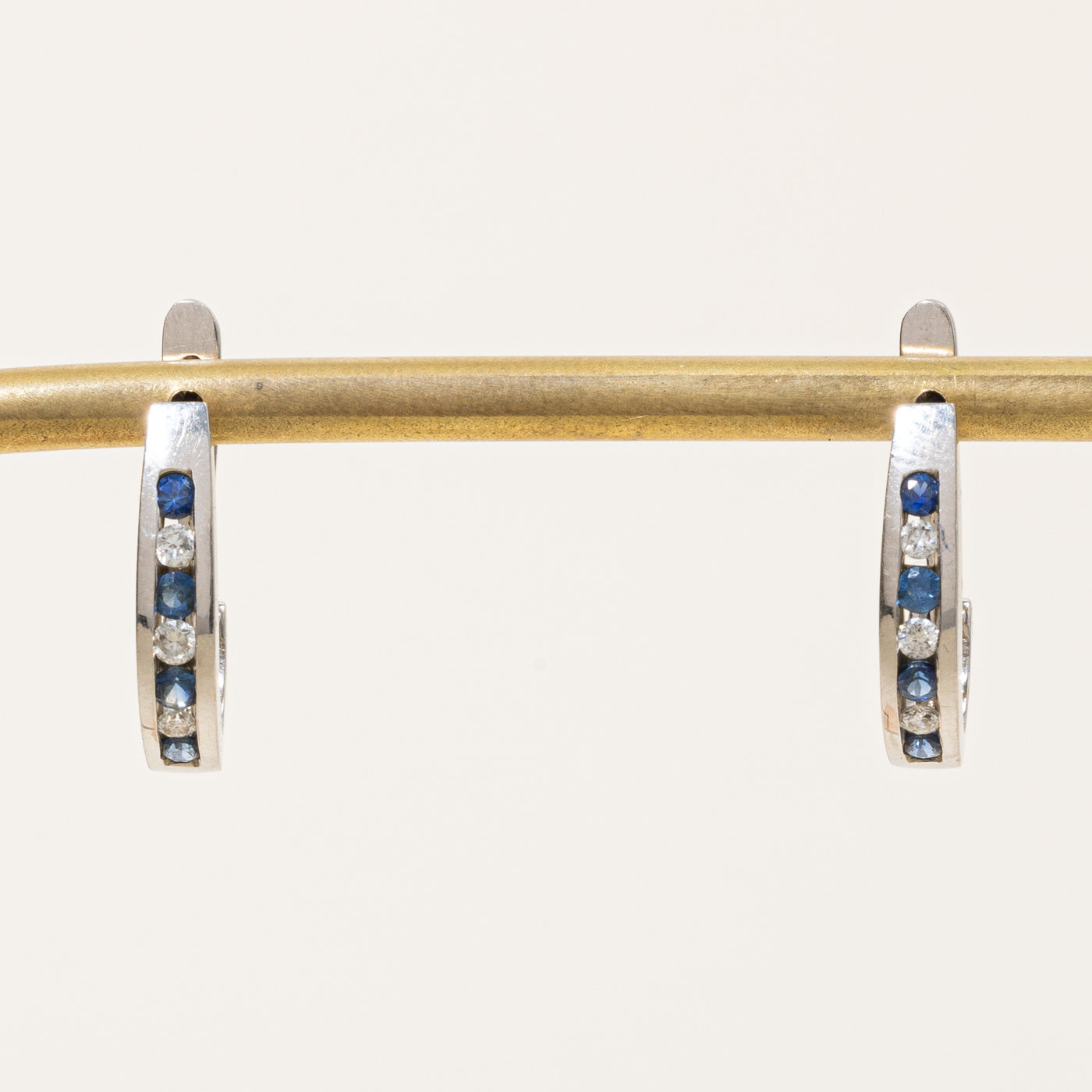 Sapphire & Diamond Oval Hoop Earrings | 0.40ctw, 0.12ctw |