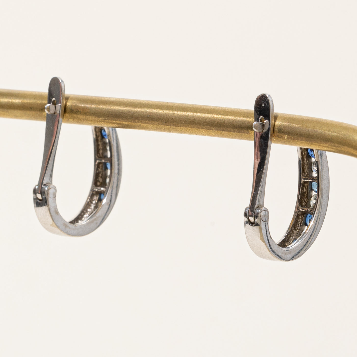 Sapphire & Diamond Oval Hoop Earrings | 0.40ctw, 0.12ctw |