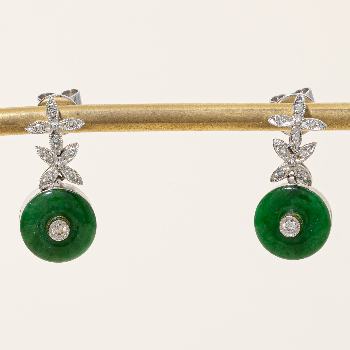 Jadeite & Diamond Earrings | 4.00ctw, 0.22ctw |