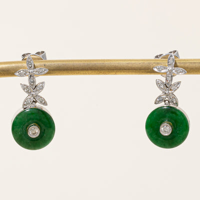 Jadeite & Diamond Earrings | 4.00ctw, 0.22ctw |
