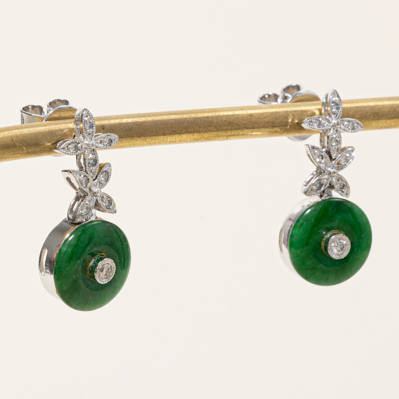 Jadeite & Diamond Earrings | 4.00ctw, 0.22ctw |