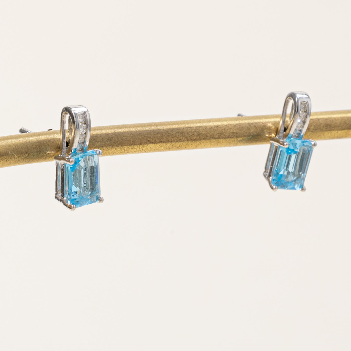 Blue Topaz & Diamond Earrings | 2.20ctw, 0.08ctw |