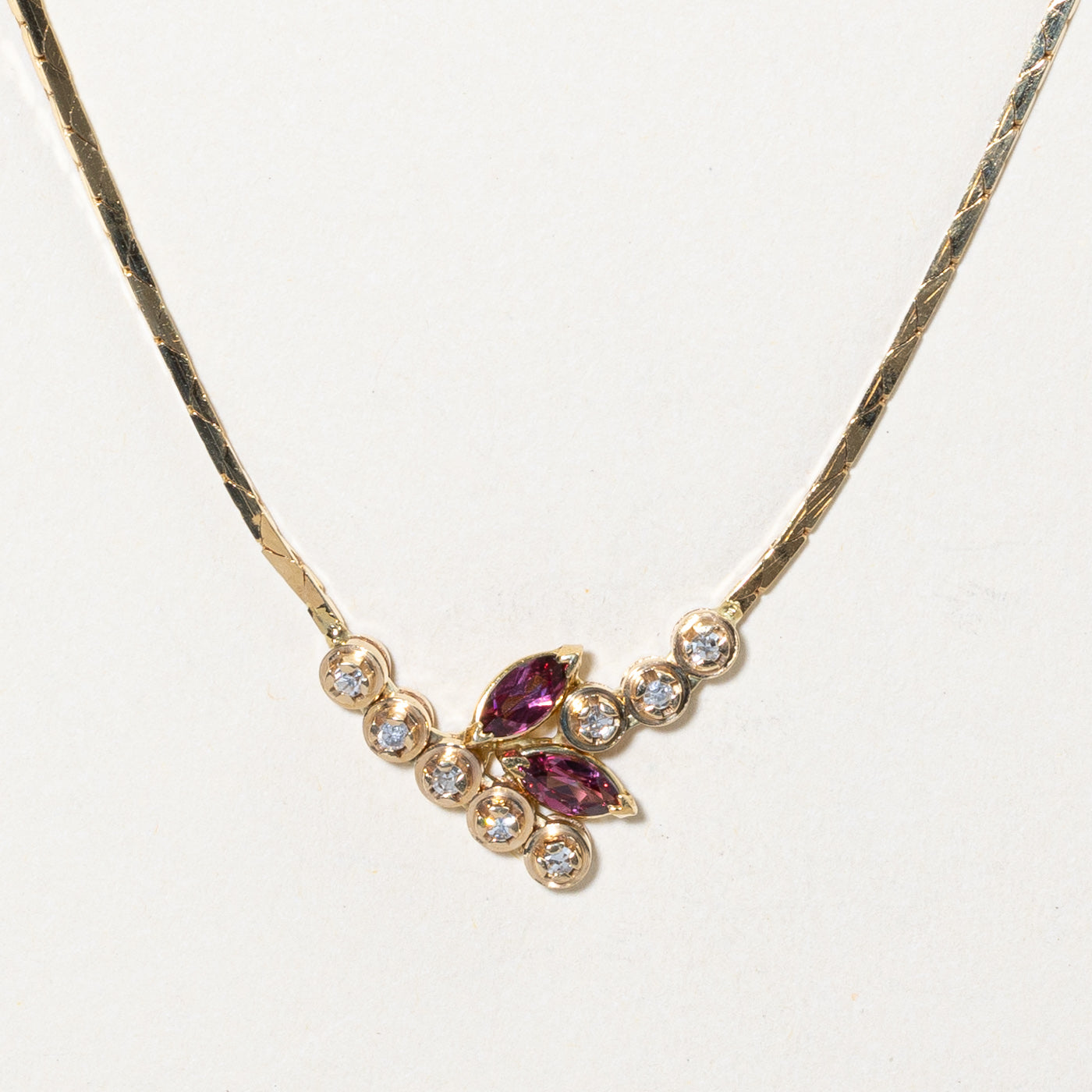 Garnet & Diamond Pendant Necklace | 0.50ctw, 0.08ctw | 16" |