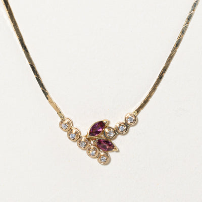 Garnet & Diamond Pendant Necklace | 0.50ctw, 0.08ctw | 16