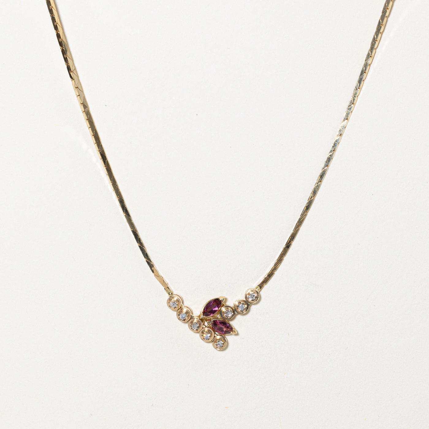 Garnet & Diamond Pendant Necklace | 0.50ctw, 0.08ctw | 16" |