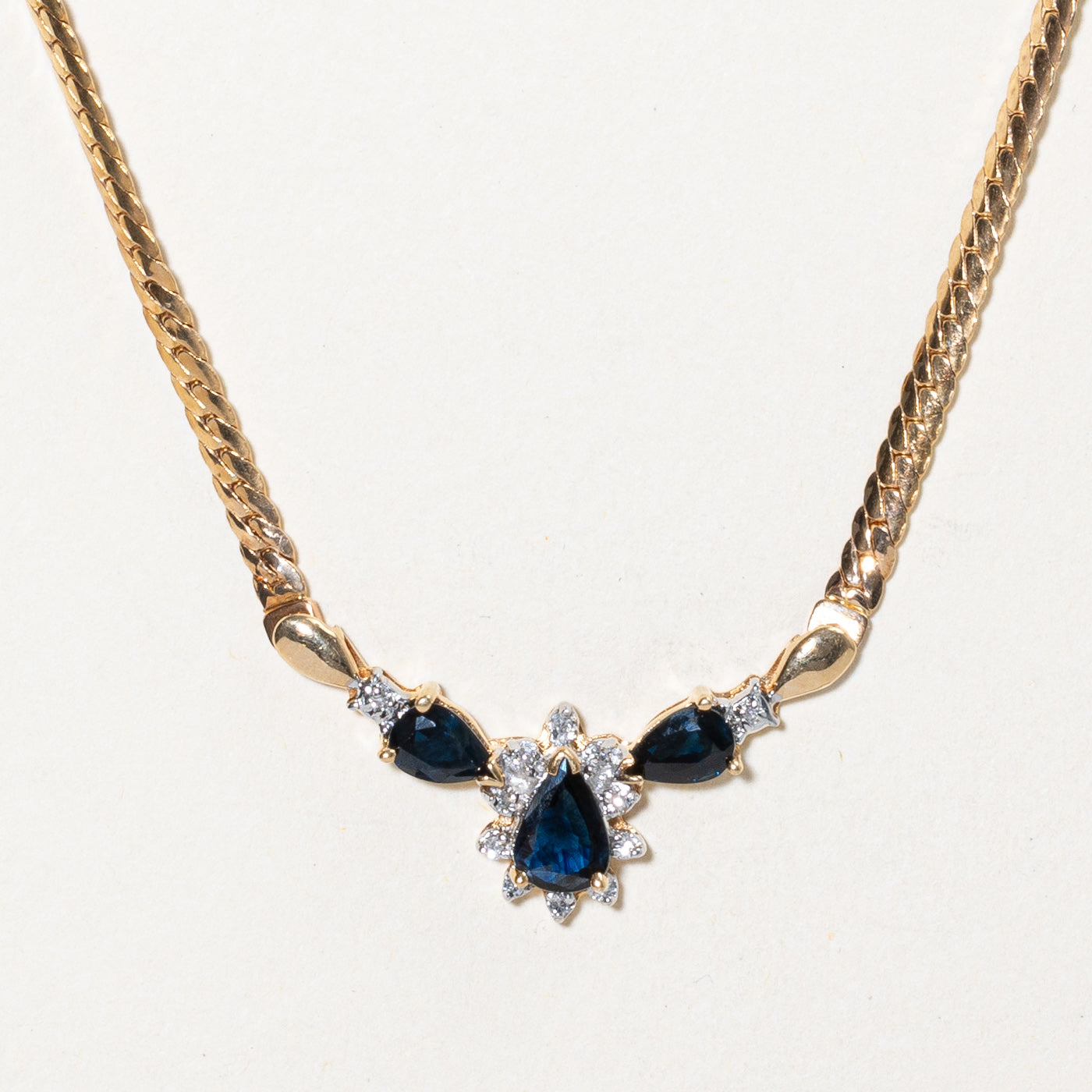 Sapphire & Diamond Pendant Necklace | 1.00ctw, 0.12ctw | 17" |